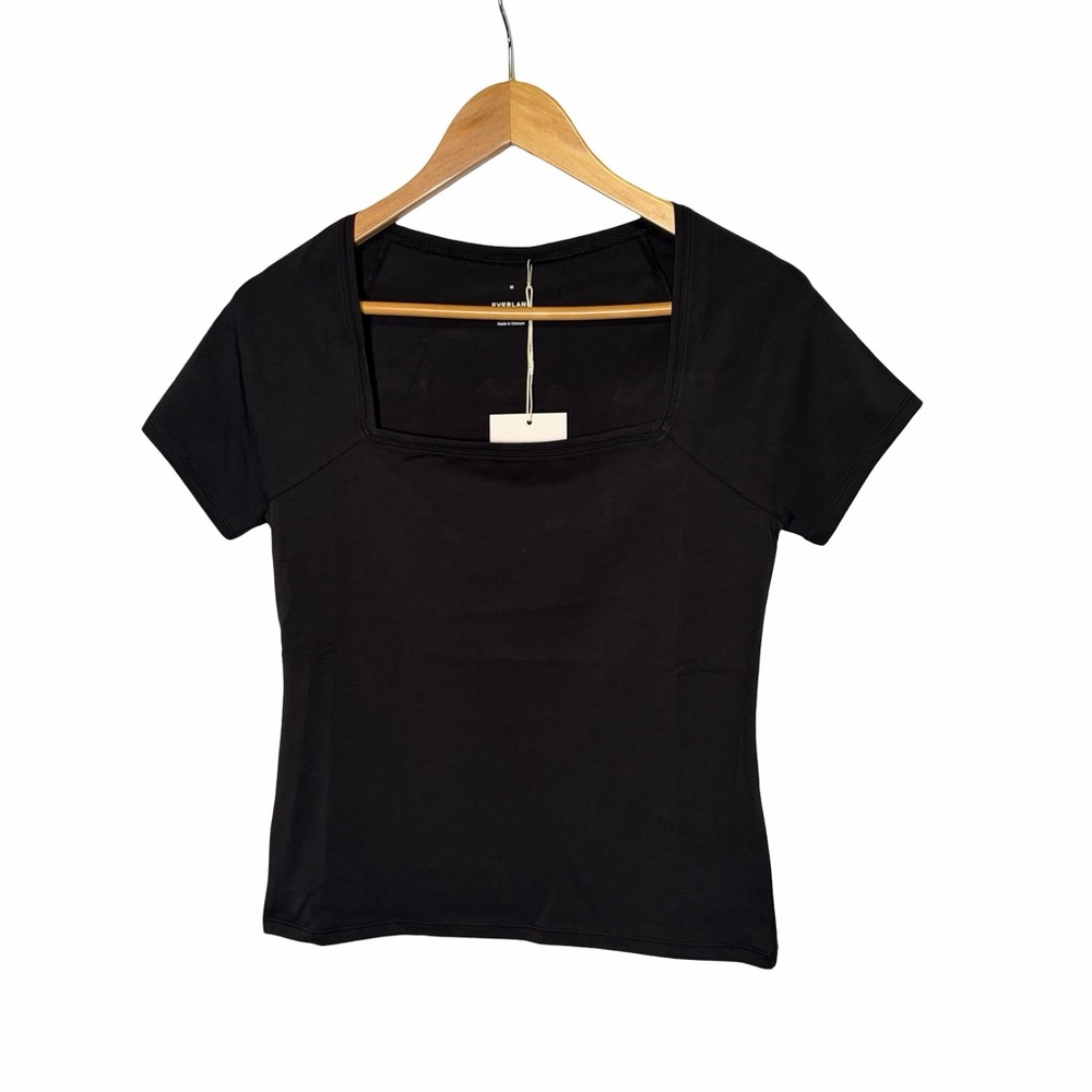 Everlane The Form Square Neck Top Tee in Black, Size M NWT - Picture 2 of 16